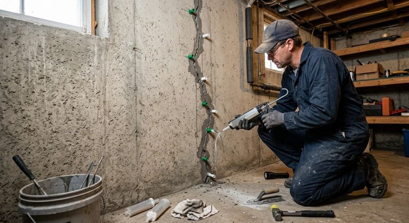 Cracked Basement Floor Repair in Riverton, UT