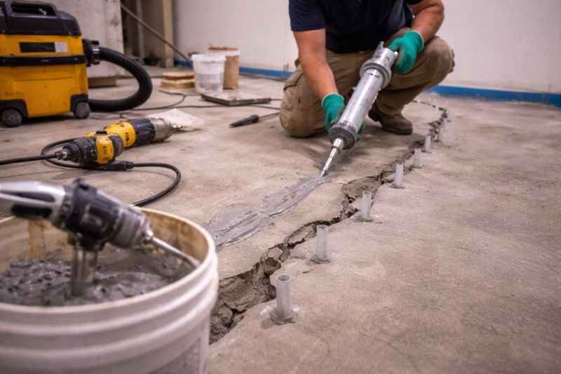 Cracked Basement Floor Repair in Riverton, UT