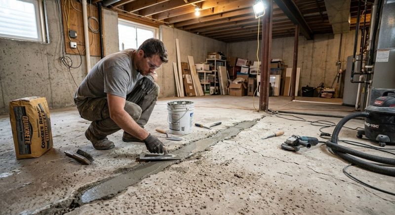 Cracked Basement Floor Repair in Riverton, UT