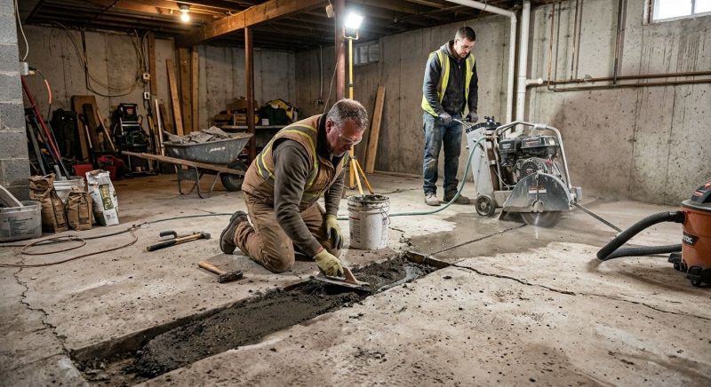 Cracked Basement Floor Repair in Riverton, UT